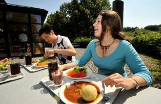 Dining on the refectory terrace 