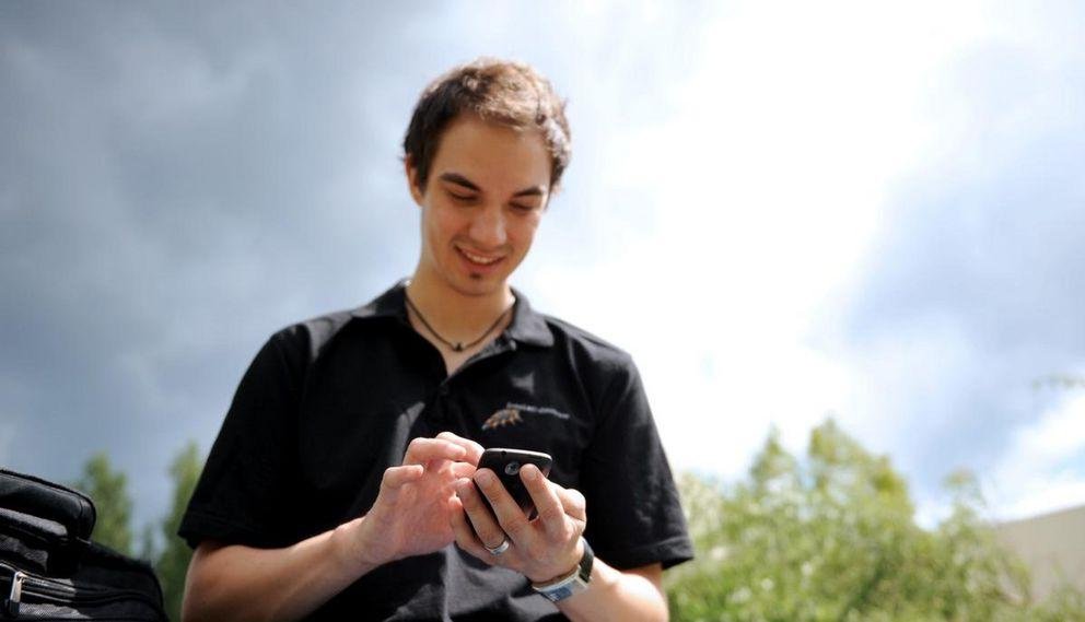 Student using mobile phone