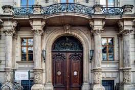 Photo shows the entrance of the Andrassy University in Budapest