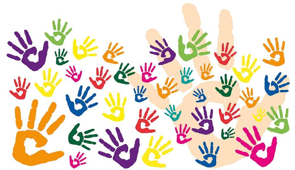 Colourful handprints