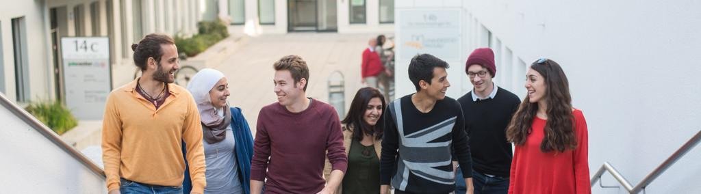 Students on the campus of the University of Passau