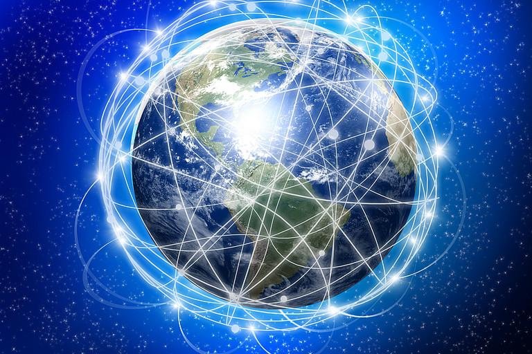 Bild der Erde mit Netzwerken 