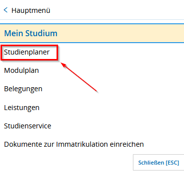 Men&uuml;punkt Studienplaner