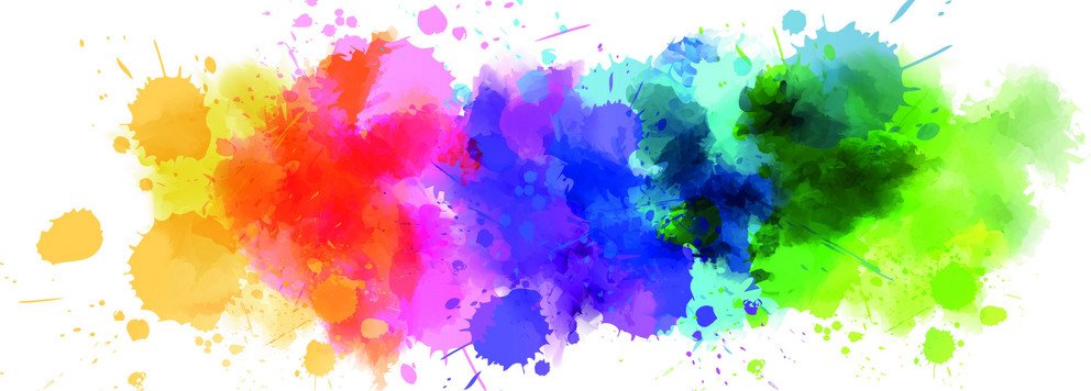 Bunte Farbkleckse auf wei&szlig;em Hintergrund