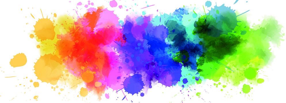 Colourful splashes of colour on a white background