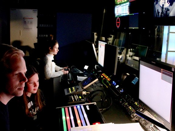 Workshop Nachrichten produzieren im TV-Studio, Fritz Pflugbeil, Franz Habel, Florian Tettenhammer und Uli Schwarz