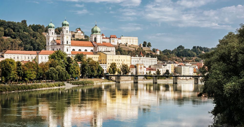 Passau Old Town as seen from the river Inn