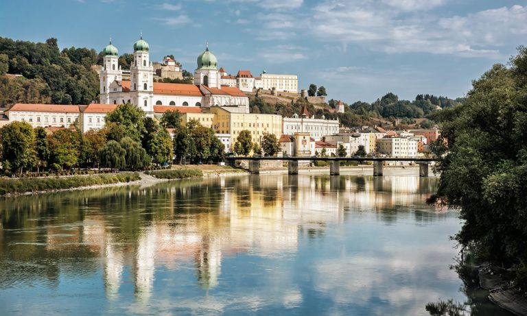 Passau Old Town as seen from the river Inn