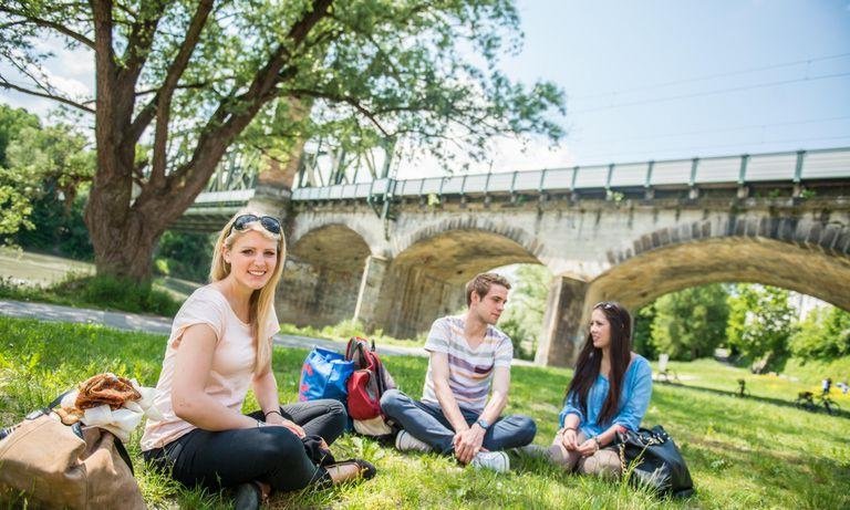 Students on a meadow