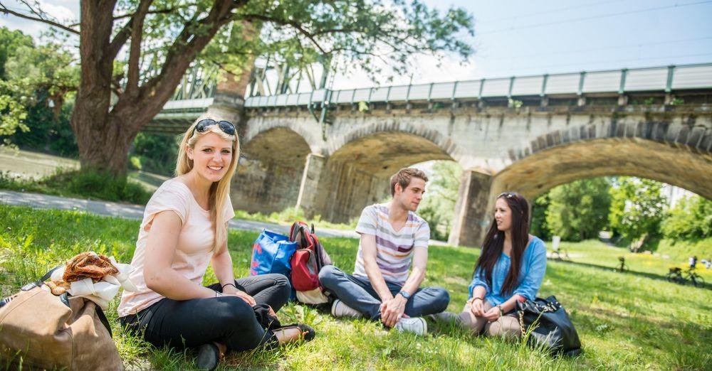 Students on a meadow