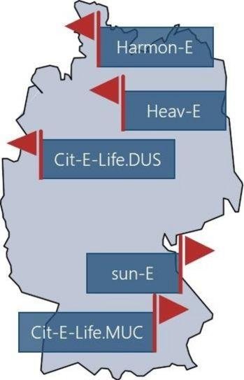 Geographische Verteilung der Feldversuche im Projekt unIT-e² Geographische Verteilung der Feldversuche im Projekt unIT-e²