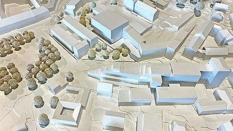 Modell 1007 des Leipziger Architektenbüro W&V Architekten GmbH, das als einer der beiden Sieger ausgezeichnet wurde: Foto: Bauamt/Büro Mang-Bohn