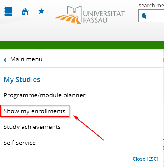 Screenshot show my enrollments