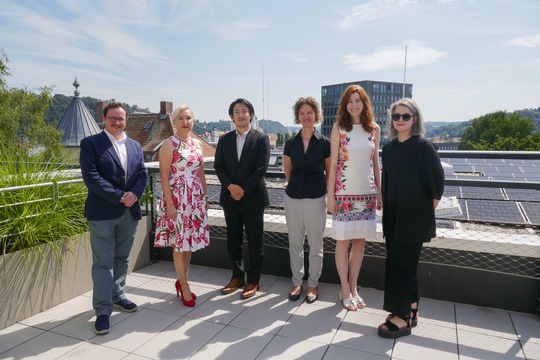 (v. l.) Dr. Jonas Scharfenberg, Prof. Dr. Christina Hansen, Yuta Nagumo, Eva Rutter, Sophia Pöcheim, Dr. Kathrin Plank Foto: Universität Passau