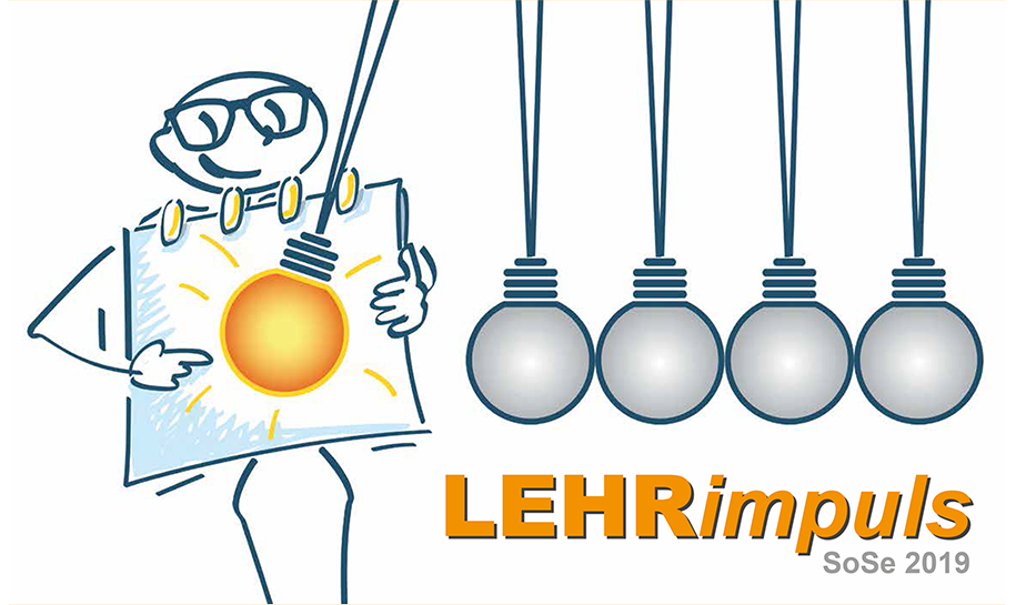 Ein gezeichnetes Männchen zeigt auf eine leuchtende Glühbirne