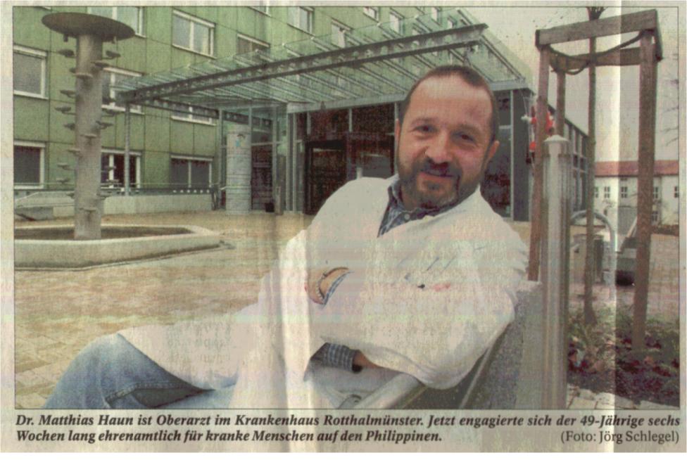 Dr. Matthias Haun ist Oberarzt im Krankenhaus Rotthalmünster. Jetzt engagierte sich der 49-Jährige sechs Wochen lang ehrenamtlich für kranke Menschen auf den Philippinen. Foto: Jörg Schlegel