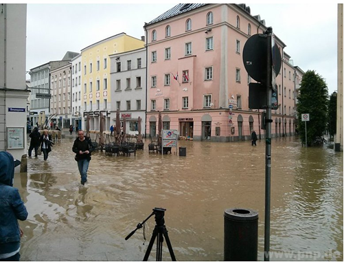 Das Wasser kam bis in die Fußgängerzone