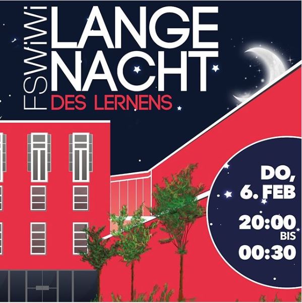 Flyer zur Langen Nacht des Lernens am 06. Februar im WIWI-Gebäude