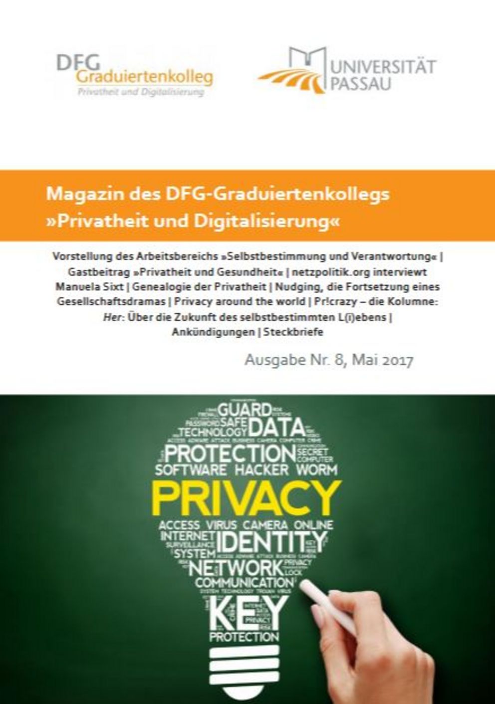 Screenshot des Magazins des DFG-Graduiertenkollegs 1681/2 Privatheit und Digitalisierung