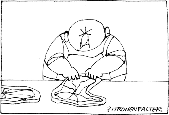 Die wörtliche Bedeutung hat der Künstler Paul Flora in seiner Karikatur aufgegriffen: Jemand, der Zitronen faltet.  Foto: Fotolia, www.paulflora-rechte.com